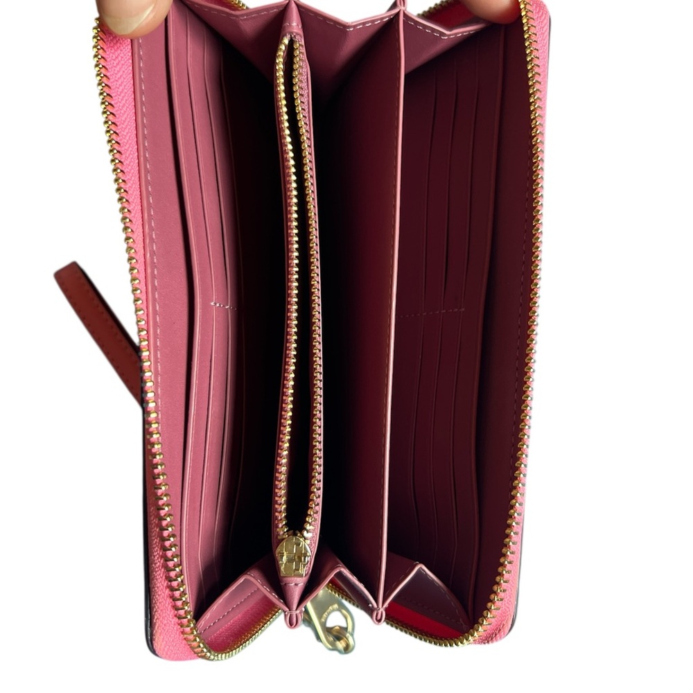 Coach Pink Wristlet Zip Around Wallet - Picture 4 of 7